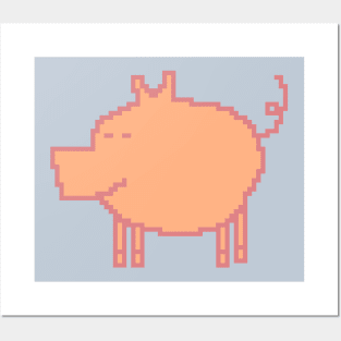 Pixelart Pig Peach Fuzz Pantone Color of the Year 2024 Posters and Art